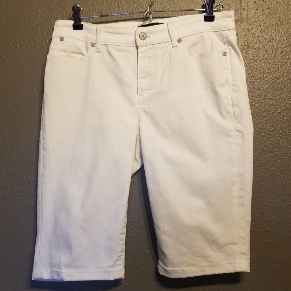 Talbots 4 Shorts White Denim Flawless Five Pocket Crop Bermuda Preppy Coastal